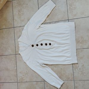 Cream Nude White Buttoned Down Sweatshirt sz XS/S